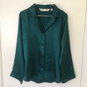 Victoria’s Secret forest green satin pajama top